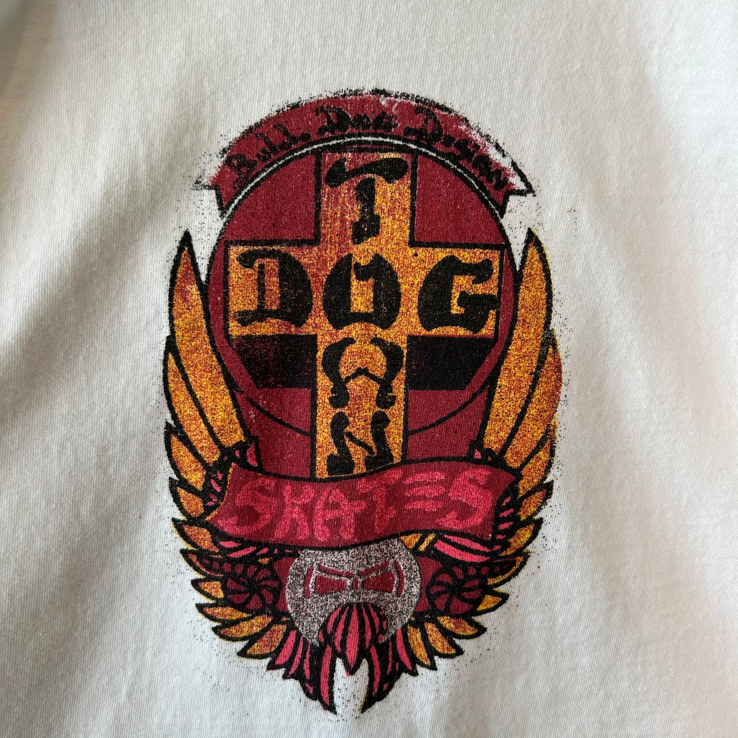 00's DOG TOWN ドッグタウン Bull Dog Design クロスロゴ グラフィックTシャツ  白/C1065T-SO