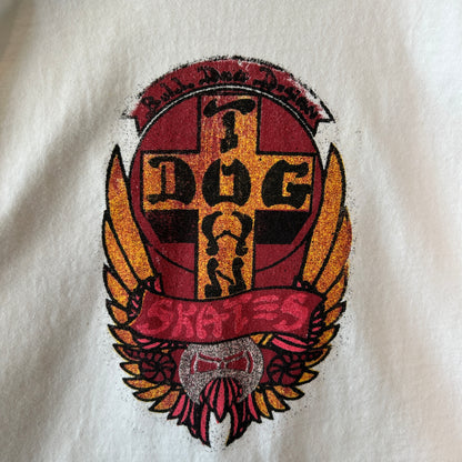 00's DOG TOWN ドッグタウン Bull Dog Design クロスロゴ グラフィックTシャツ  白/C1065T-SO