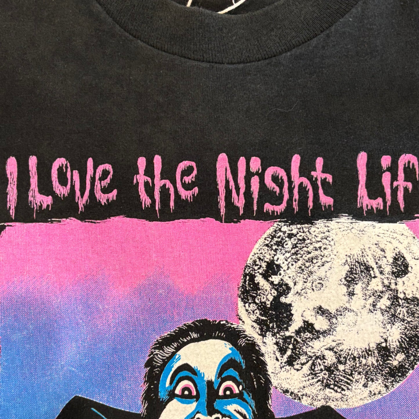 90's Fruit Of The Loom "I LOVE THE NIGHT LIFE" ドラキュラTシャツ 黒 (XL)/B2665T-SO