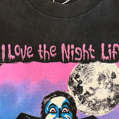 90's Fruit Of The Loom "I LOVE THE NIGHT LIFE" ドラキュラTシャツ 黒 (XL)/B2665T-SO