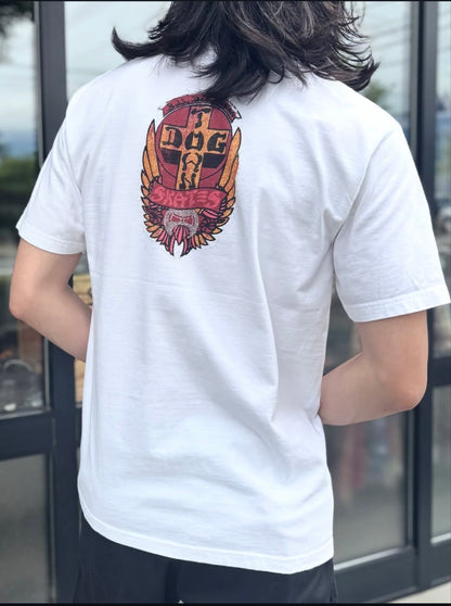 00's DOG TOWN ドッグタウン Bull Dog Design クロスロゴ グラフィックTシャツ  白/C1065T-SO