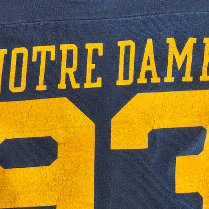 80's Champion NORTH DAME 93 フットボールTシャツ 紺 (XL)/A7216T-SO