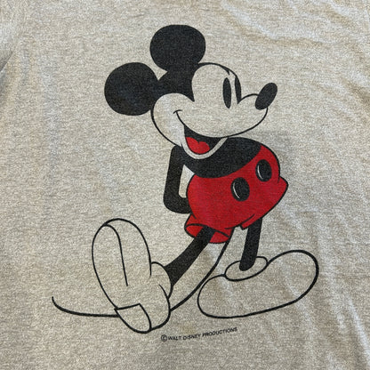 80's Disney ミッキーマウス 染み込みプリントリンガーTシャツ グレー/B2746T-SO