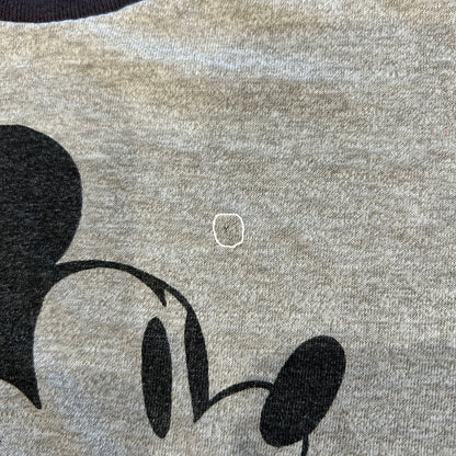 80's Disney ミッキーマウス 染み込みプリントリンガーTシャツ グレー/B2746T-SO
