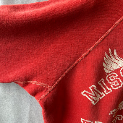 60's MISSISSINAWA BLACKHAWKS ラグランカレッジスウェット フェード 赤/C0627S-SO