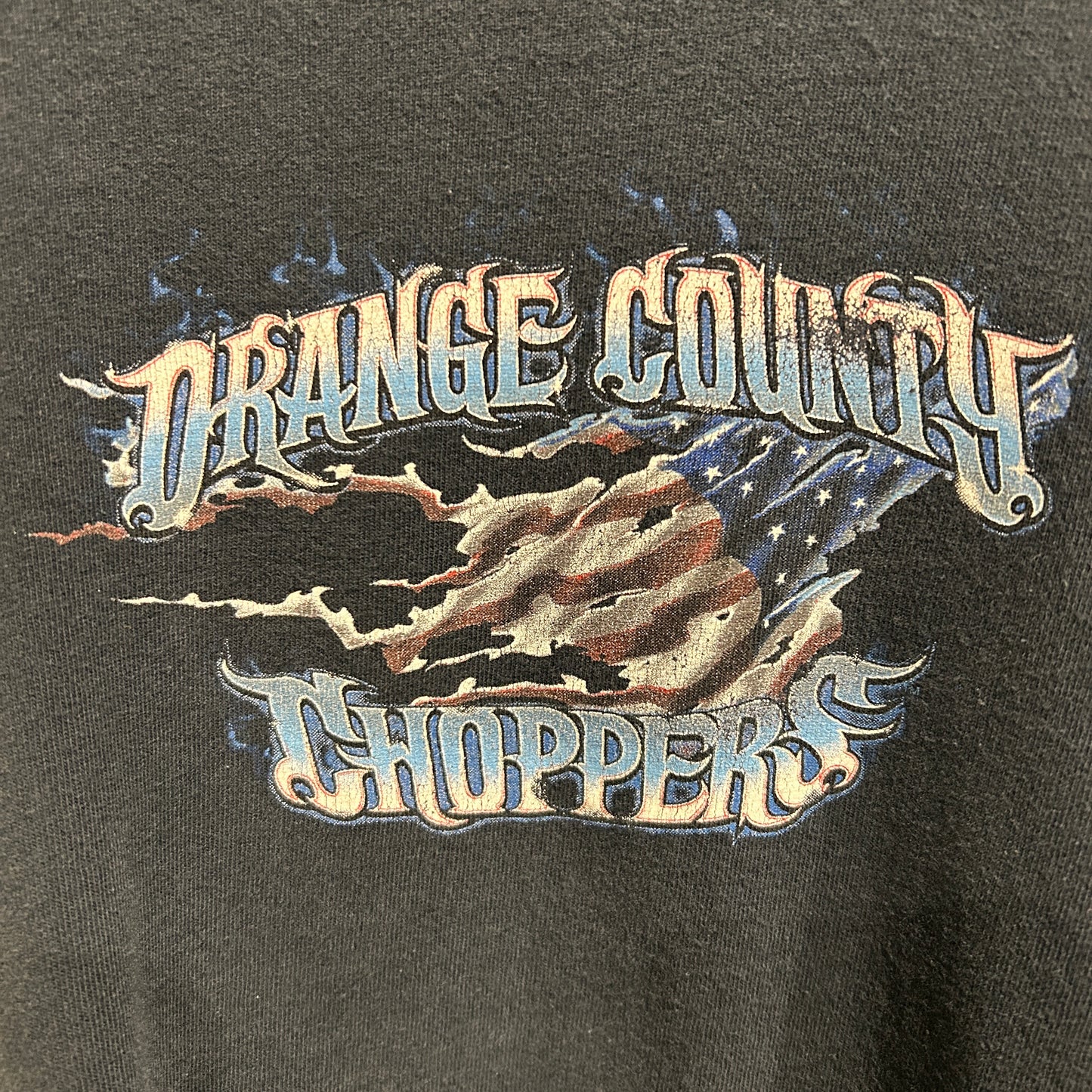 ORANGE COUNTRY CHOPPERS 袖プリント ロンT 黒/A7707T-SO