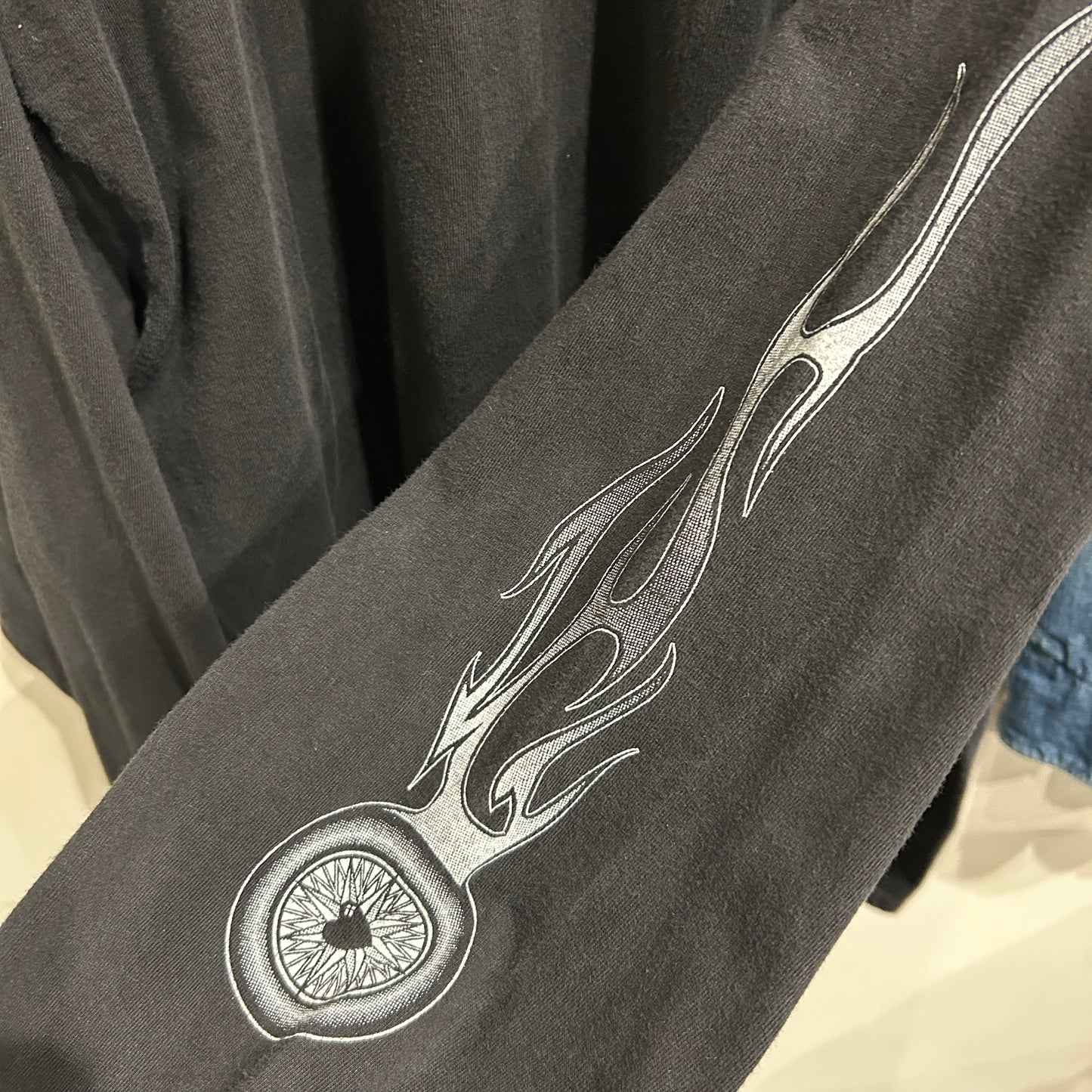 00's Hanes IDEAL RIDE 袖プリントロンT バイク 黒(XL)/B2845T-SO