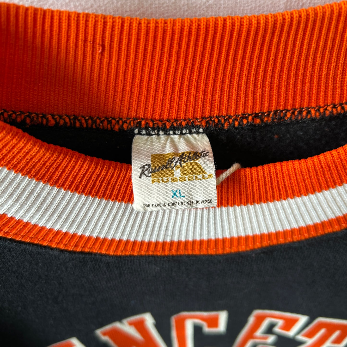 70's Russell Athletic ラッセル PRINCETON カレッジスウェット 黒オレンジ(XL)/C0628S-SO