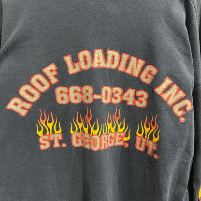 90's BAY SIDE 袖フレイムプリント ロンT USA製 ネイビー(XL)/A7027T-SO