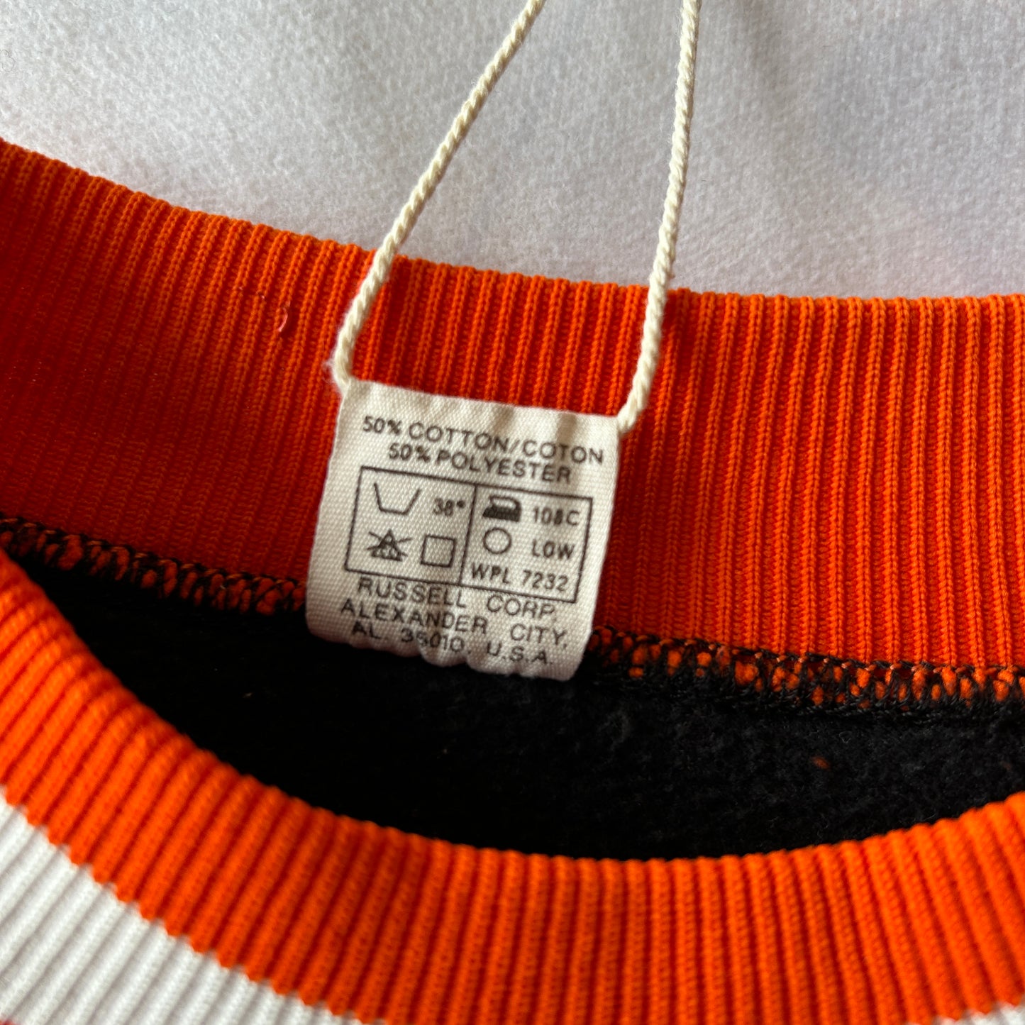 70's Russell Athletic ラッセル PRINCETON カレッジスウェット 黒オレンジ(XL)/C0628S-SO