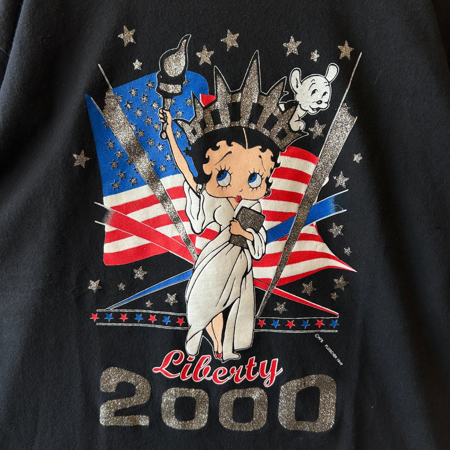 00's Betty Boop ベティ・ブープ Liberty2000 ラメTシャツ Diamond Dust USA製 (L)/B3573T-SO