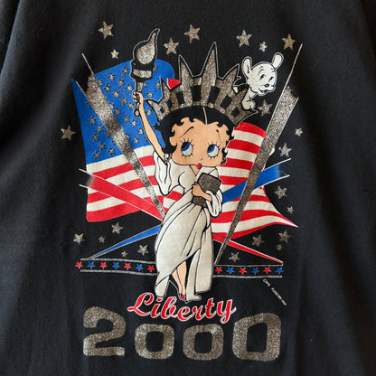 00's Betty Boop ベティ・ブープ Liberty2000 ラメTシャツ Diamond Dust USA製 (L)/B3573T-SO