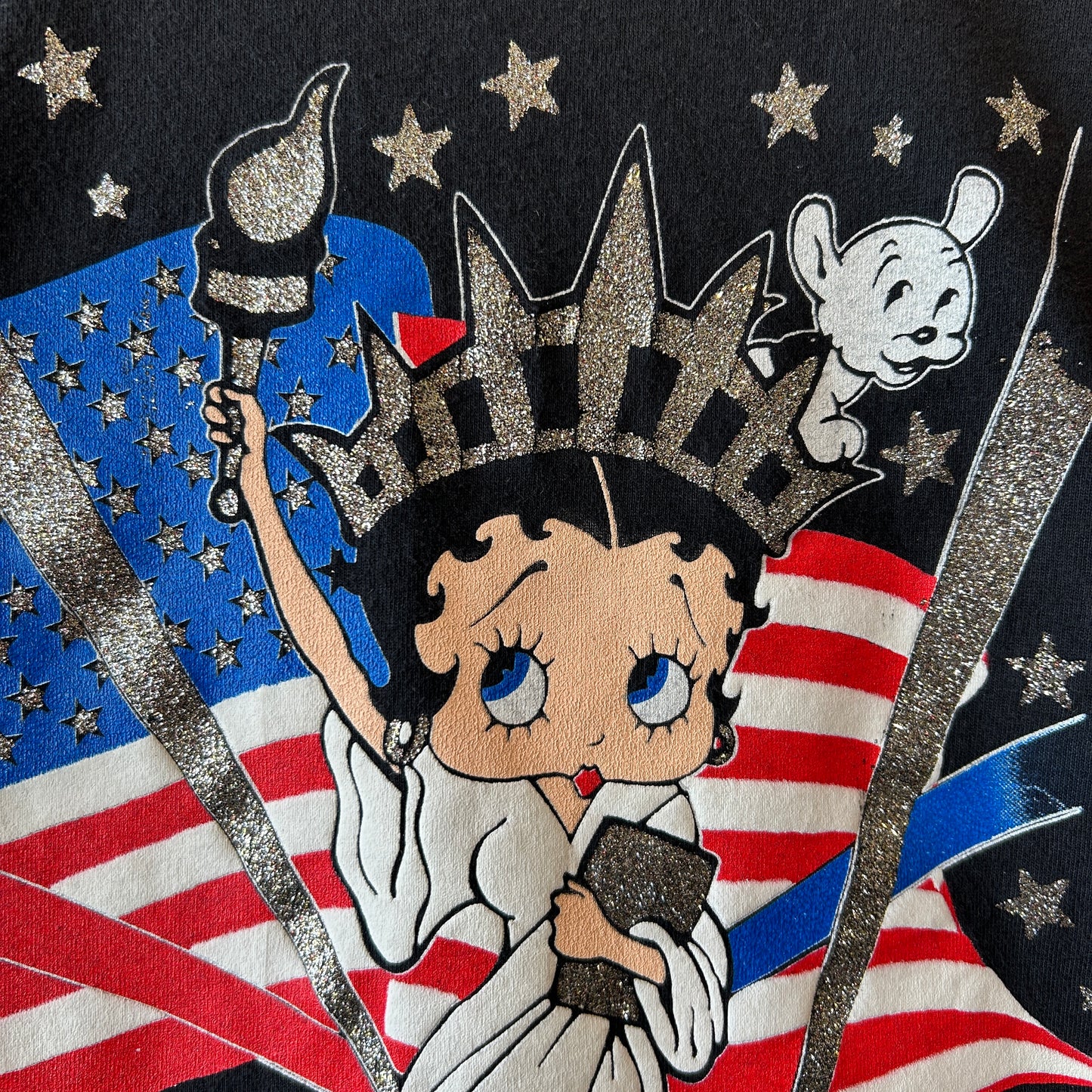 00's Betty Boop ベティ・ブープ Liberty2000 ラメTシャツ Diamond Dust USA製 (L)/B3573T-SO