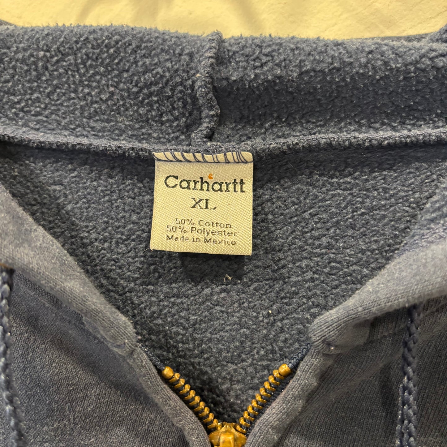 90-00's Carhartt カーハート スクリプトロゴ刺繍 フルジップパーカーネイビー(XL)/B3026S-SO