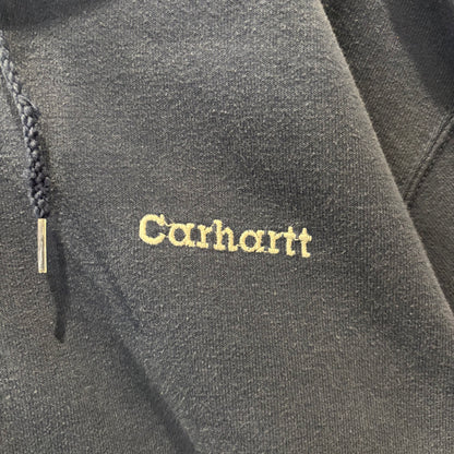 90-00's Carhartt カーハート スクリプトロゴ刺繍 フルジップパーカーネイビー(XL)/B3026S-SO