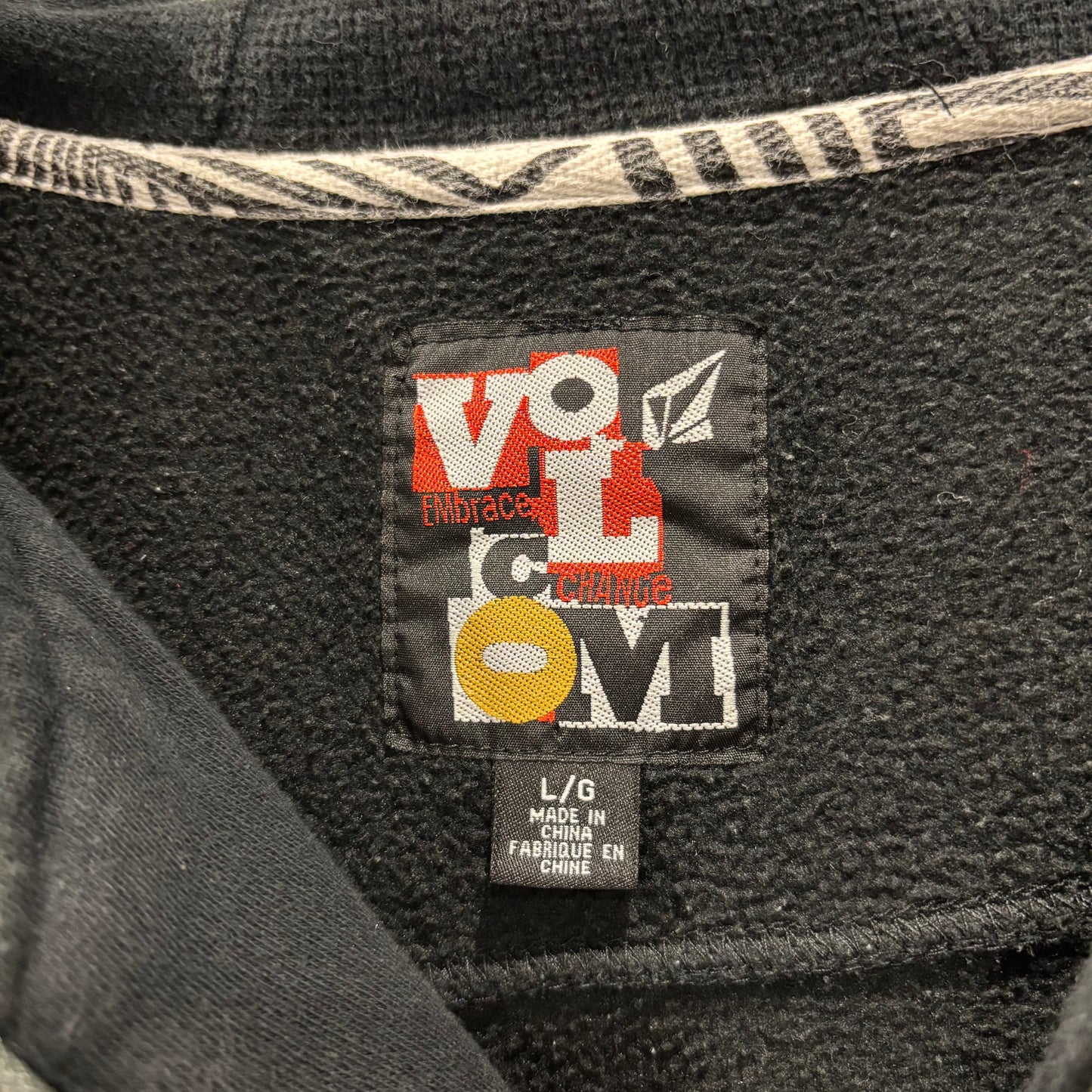 00's VOLCOM ボルコム ストーンロゴ刺繍 オリジナルジップトップ フルジップパーカー ブラック(サイズ不明 M相当)/B4240S-SO