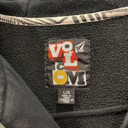 00's VOLCOM ボルコム ストーンロゴ刺繍 オリジナルジップトップ フルジップパーカー ブラック(サイズ不明 M相当)/B4240S-SO