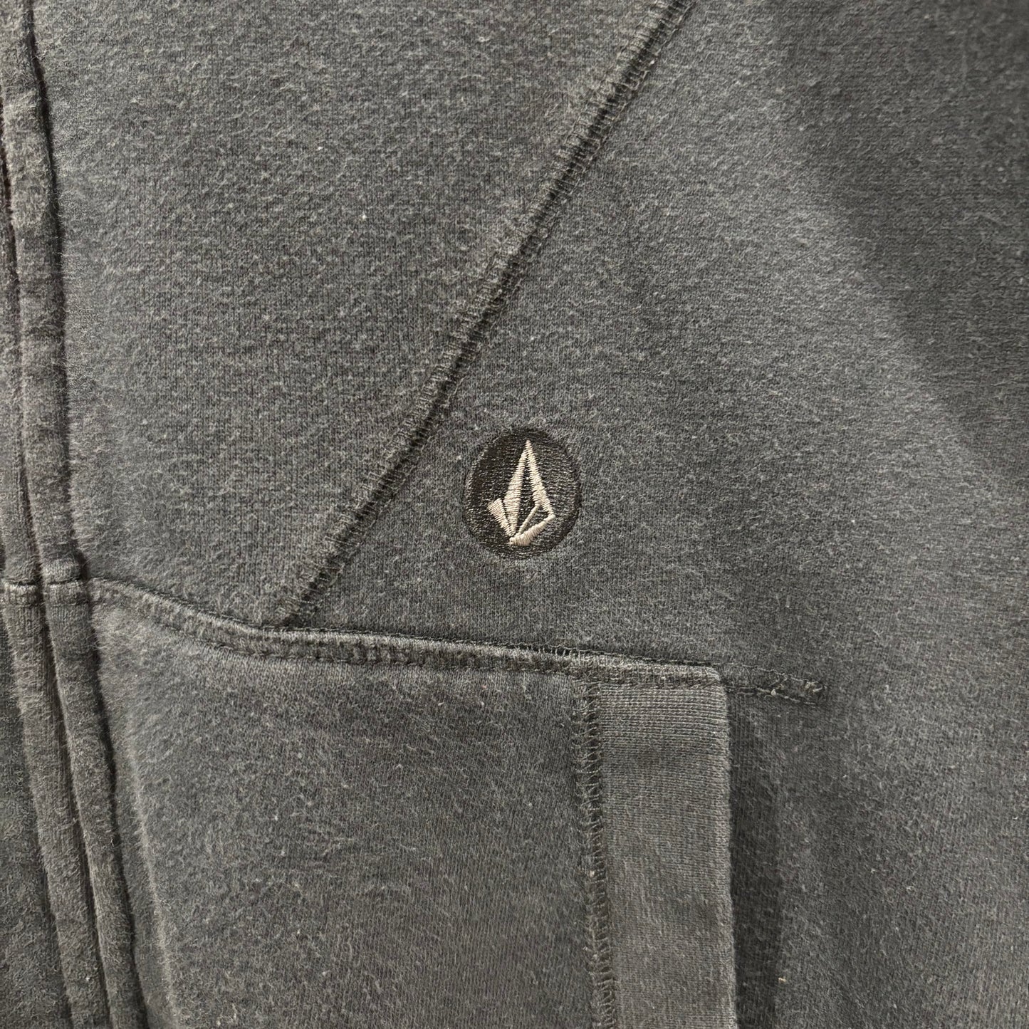 00's VOLCOM ボルコム ストーンロゴ刺繍 オリジナルジップトップ フルジップパーカー ブラック(サイズ不明 M相当)/B4240S-SO