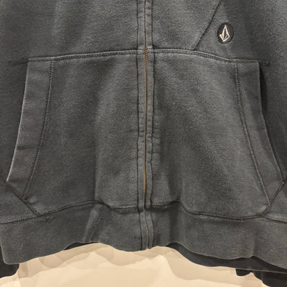 00's VOLCOM ボルコム ストーンロゴ刺繍 オリジナルジップトップ フルジップパーカー ブラック(サイズ不明 M相当)/B4240S-SO