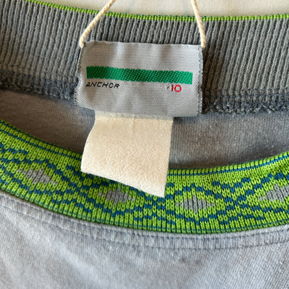 80's Jimmy'z ジミーズ ネイティブ柄切り替え モックネックTシャツ ロンT グレー オールドサーフ スケート /C1078T-SO