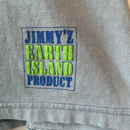 80's Jimmy'z ジミーズ ネイティブ柄切り替え モックネックTシャツ ロンT グレー オールドサーフ スケート /C1078T-SO