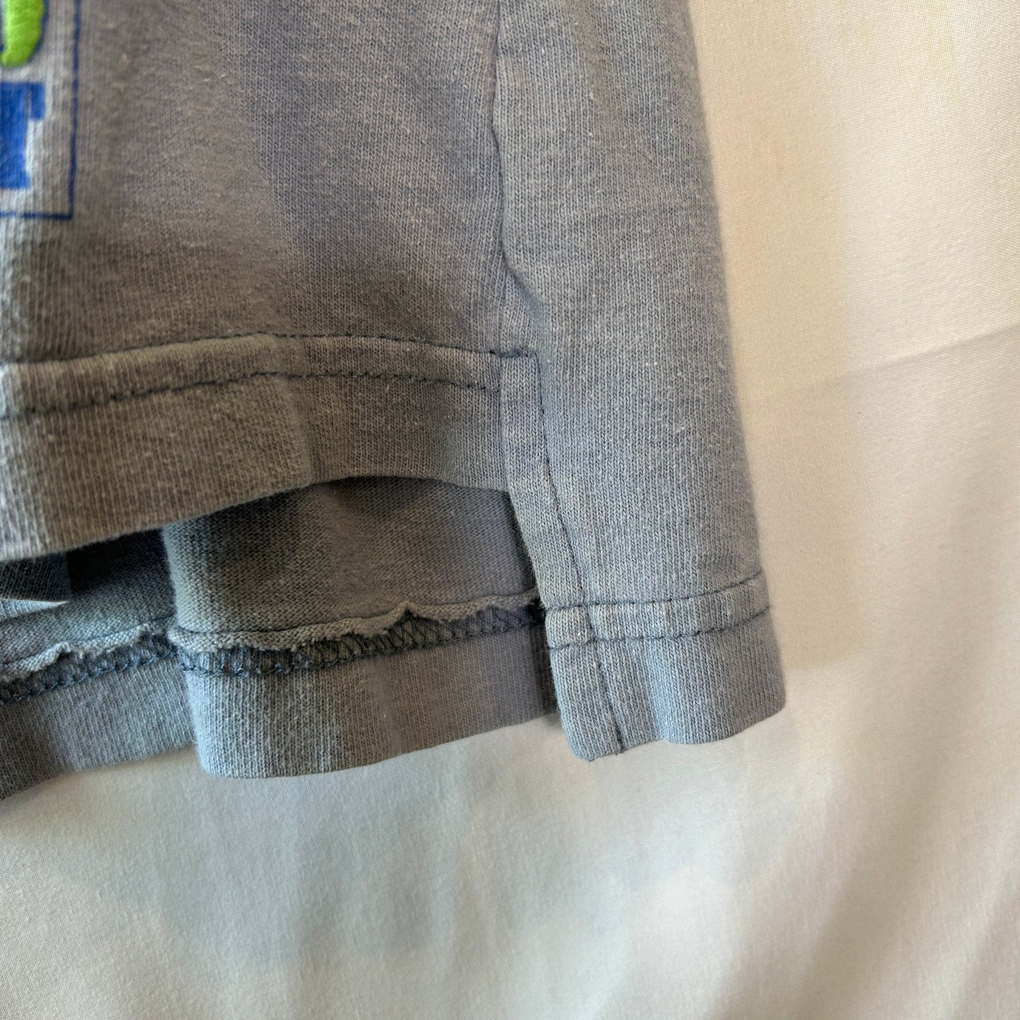 80's Jimmy'z ジミーズ ネイティブ柄切り替え モックネックTシャツ ロンT グレー オールドサーフ スケート /C1078T-SO