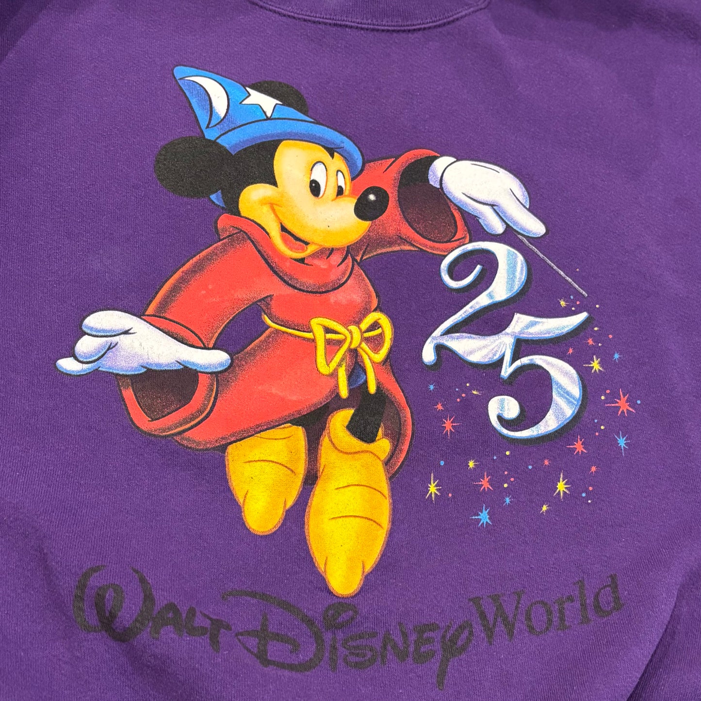 90's MICKEY,INC Walt Disney World 25th Anniversary ファンタジアミッキー スウェット 紫 (L) /A8738S-SO