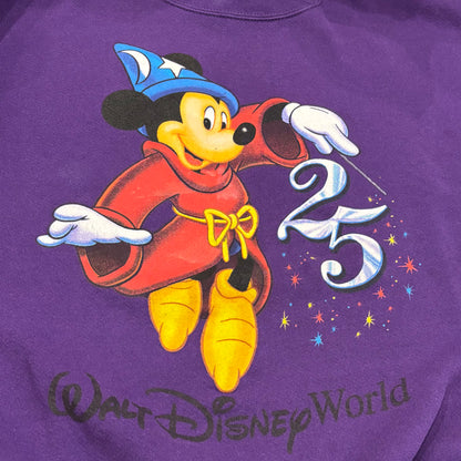 90's MICKEY,INC Walt Disney World 25th Anniversary ファンタジアミッキー スウェット 紫 (L) /A8738S-SO