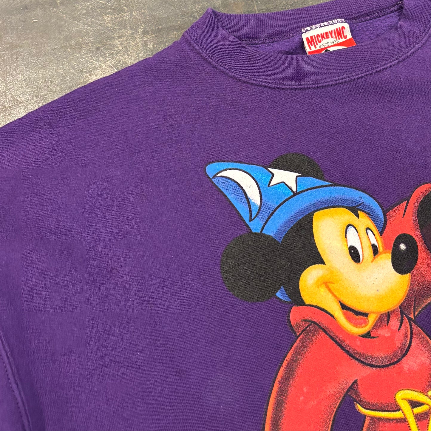 90's MICKEY,INC Walt Disney World 25th Anniversary ファンタジアミッキー スウェット 紫 (L) /A8738S-SO