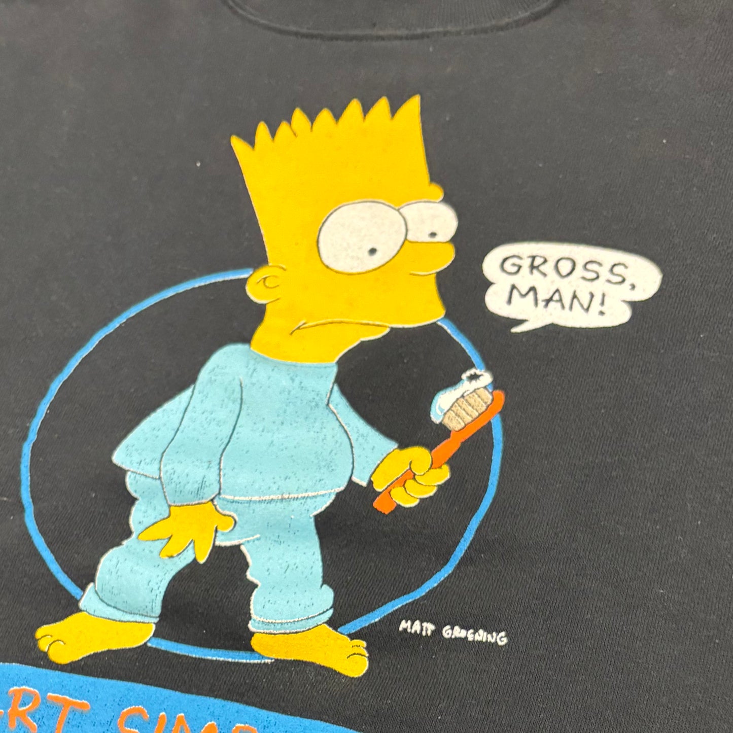 90's ザ・シンプソンズ バート GROSS,MAN キャラクター スウェット 黒 /A8201S-SO