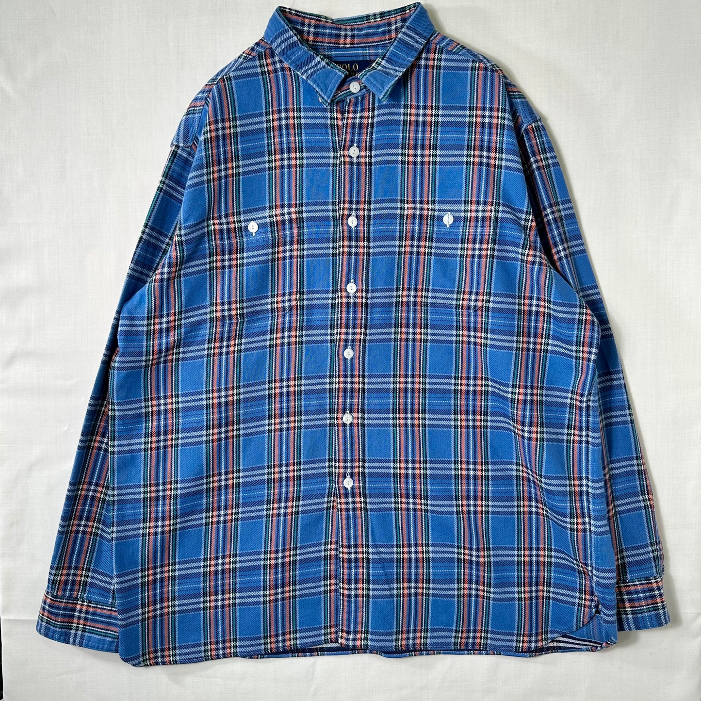 00's Ralph Lauren ネルシャツ 青(XXL)/A1634SH-SO