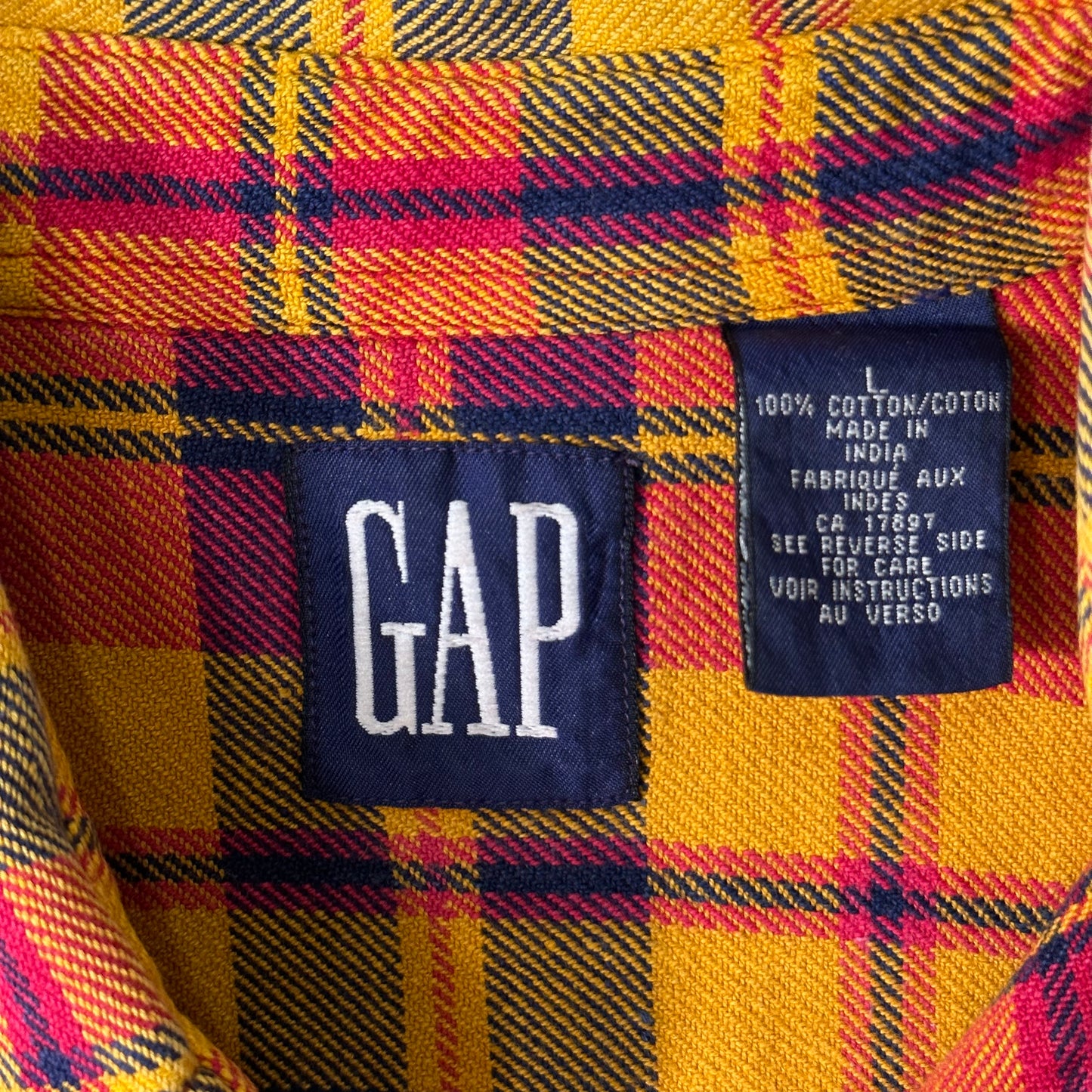 90's GAP ネルシャツ 橙 (L)/A0975SH-SO