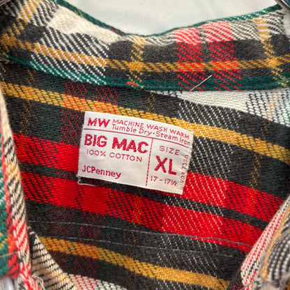 70's BIG MAC JC penny ヘビーネルシャツ 赤黒白緑黄 (XL)/B2910S-SO
