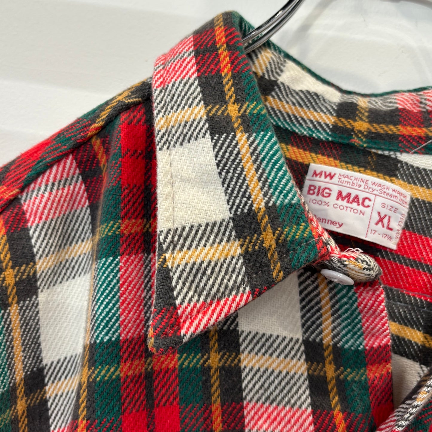 70's BIG MAC JC penny ヘビーネルシャツ 赤黒白緑黄 (XL)/B2910S-SO