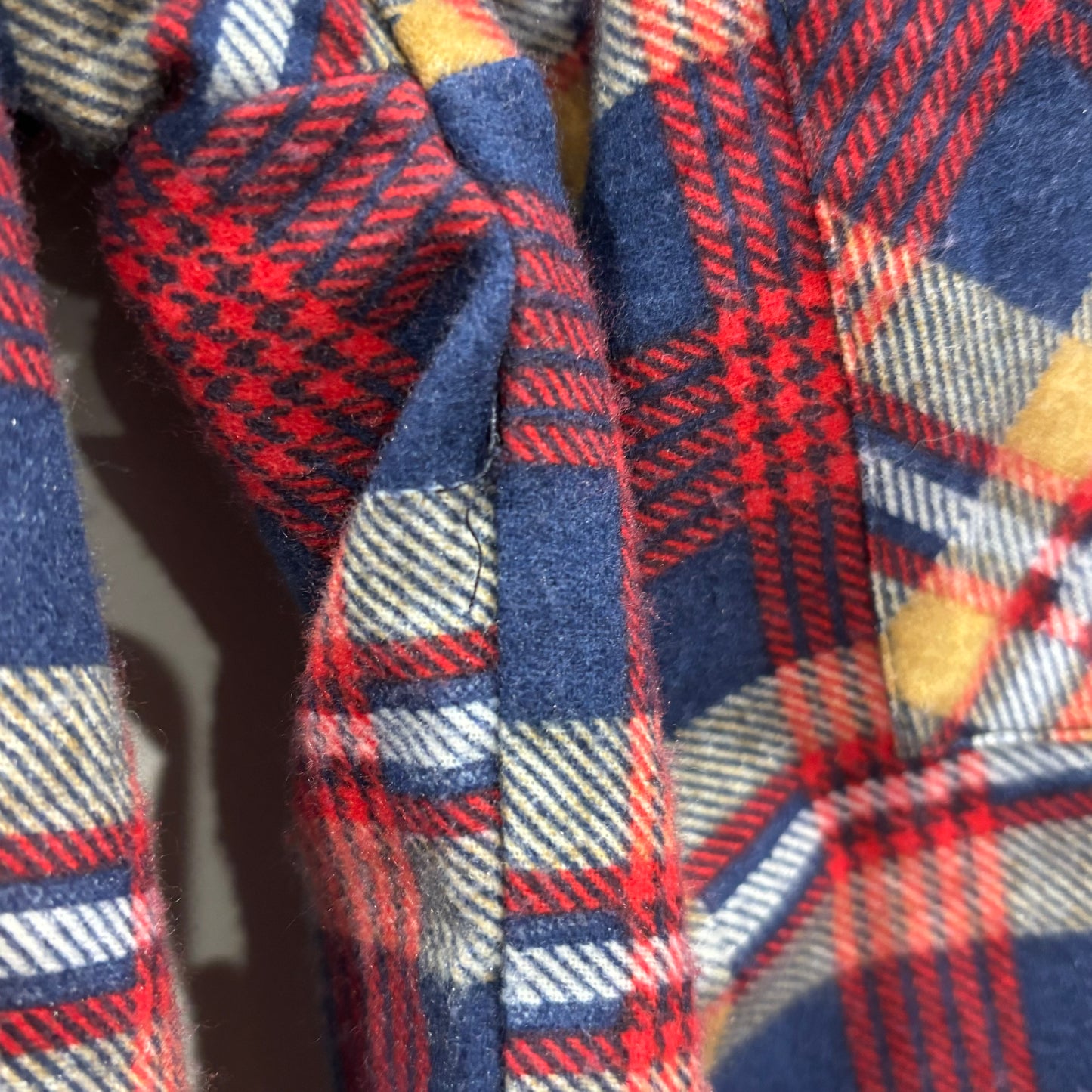 70's Bellcraft プリントネルシャツ 赤紺白ベージュ系 (L)/A6962S-SO