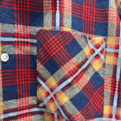 70's Bellcraft プリントネルシャツ 赤紺白ベージュ系 (L)/A6962S-SO