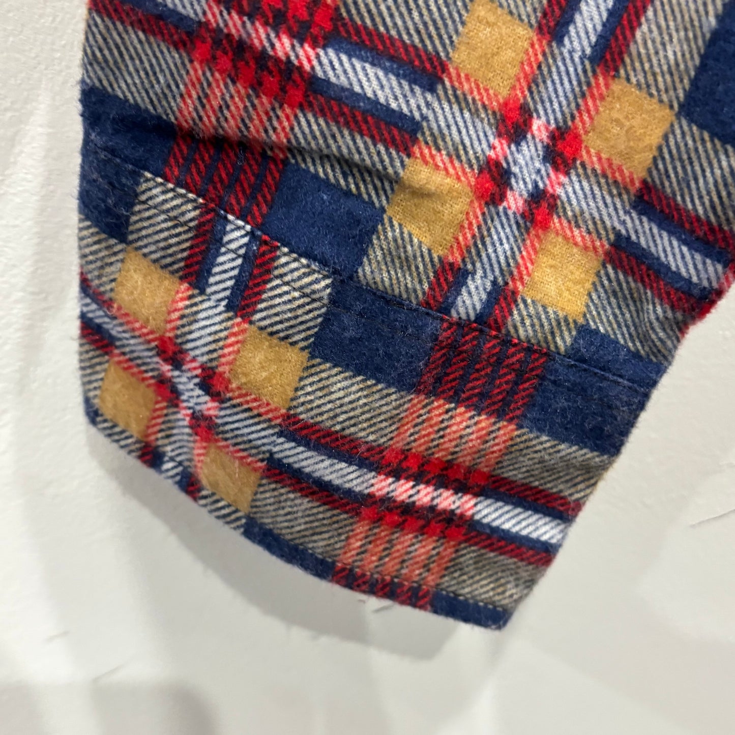 70's Bellcraft プリントネルシャツ 赤紺白ベージュ系 (L)/A6962S-SO