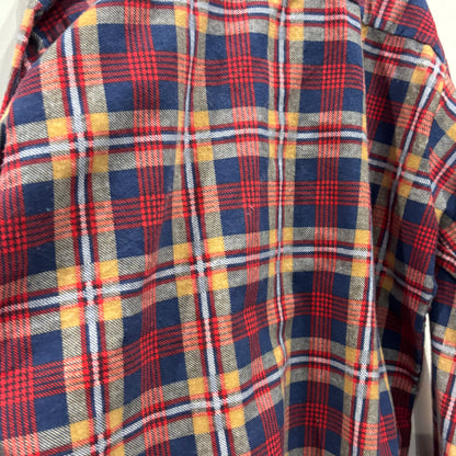 70's Bellcraft プリントネルシャツ 赤紺白ベージュ系 (L)/A6962S-SO