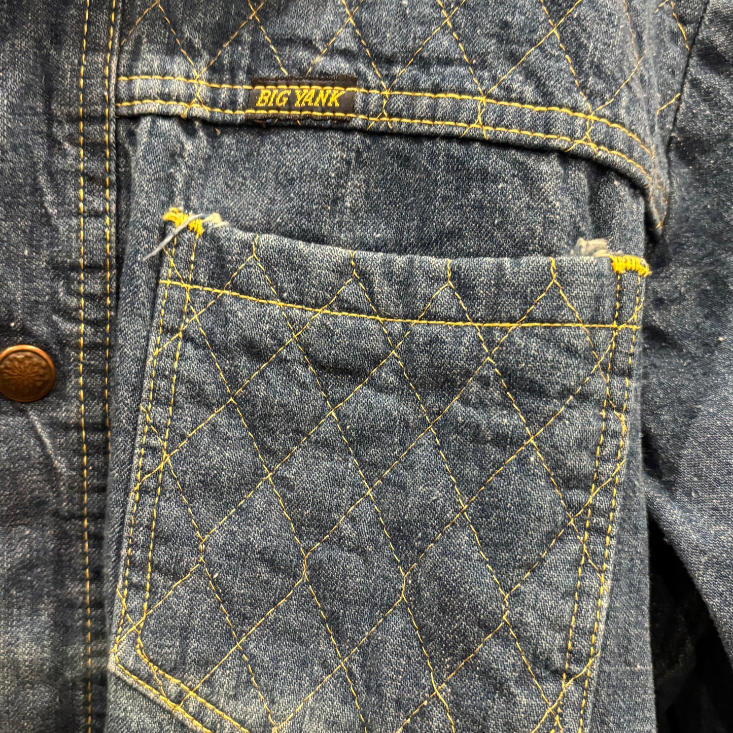 70's Big Yank デニムシャツ キルトステッチ 青 (サイズ不明)/B3339S-SO