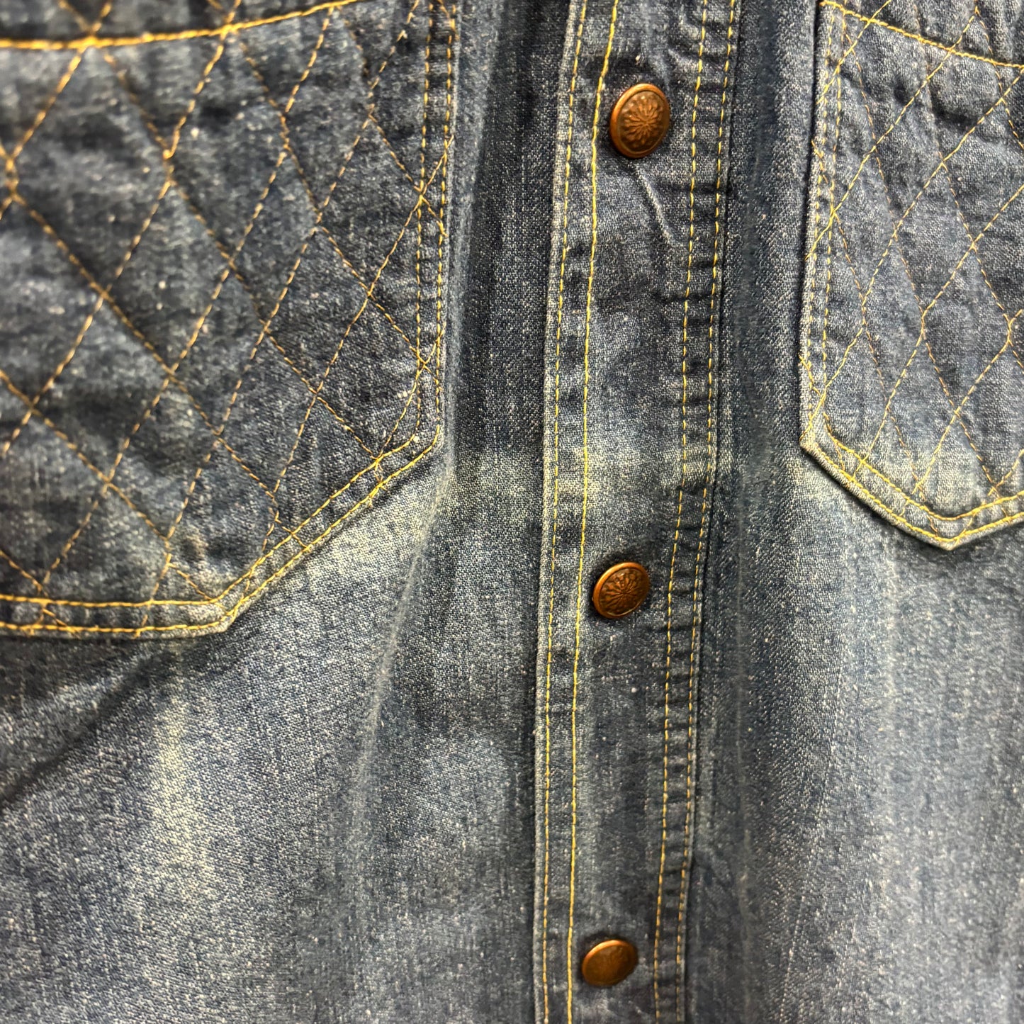 70's Big Yank デニムシャツ キルトステッチ 青 (サイズ不明)/B3339S-SO