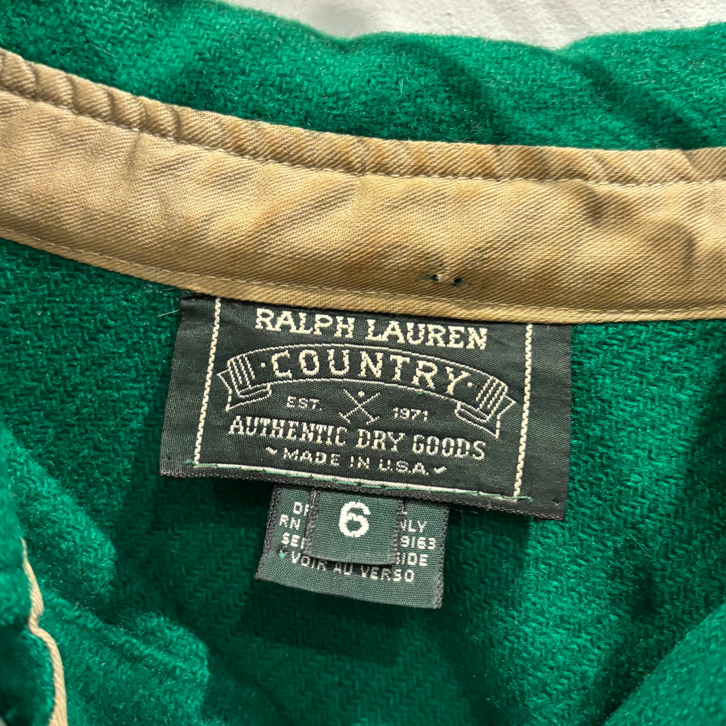 90's Ralph Lauren Country ラルフ ウールワークシャツ 緑 (6)/A5684S-SO
