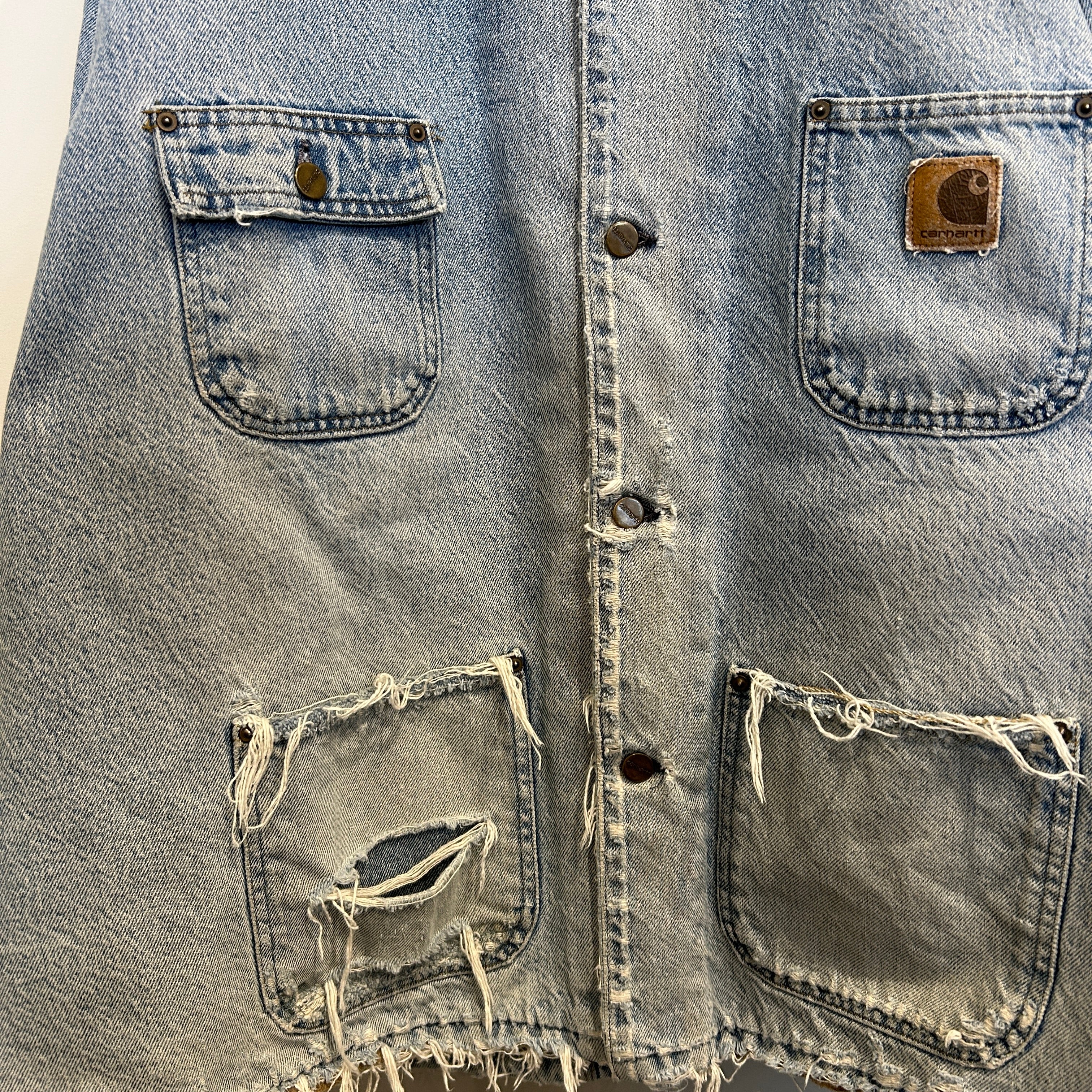 90's Carhartt カーハート デニムチョアコート カバーオール 襤褸(2XL