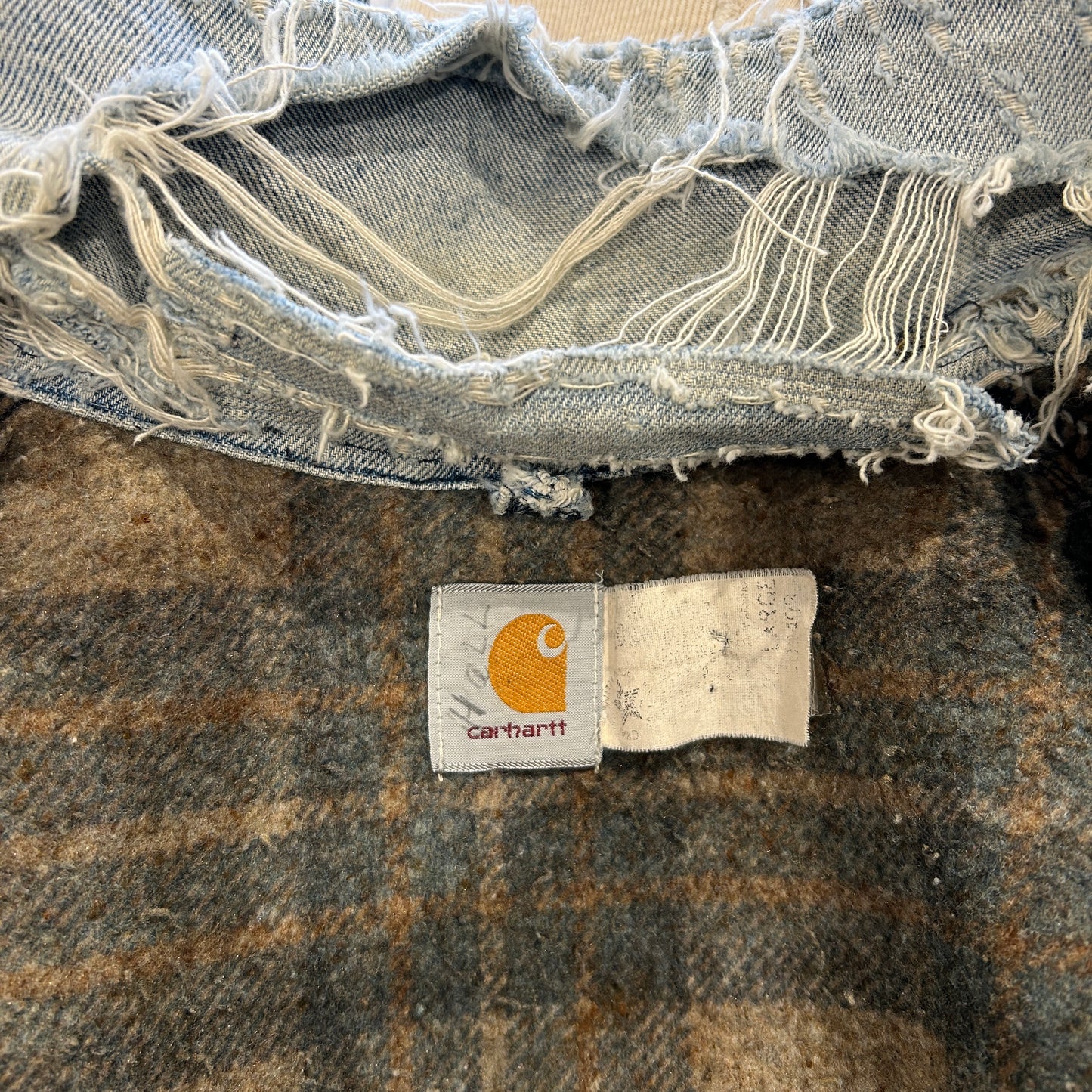 90's Carhartt カーハート デニムチョアコート カバーオール 襤褸(2XL)/A9054O-SO