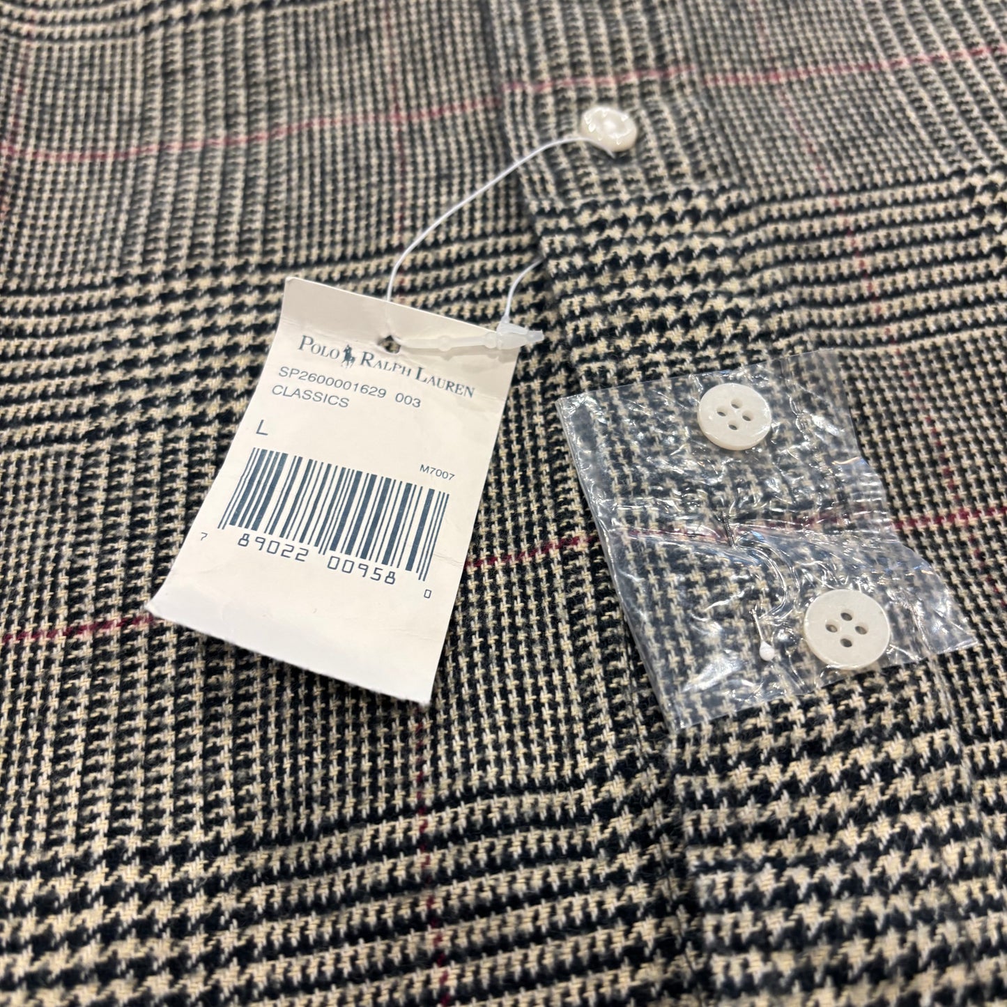00's Ralph Lauren ラルフローレン デッドストック チェック バンドカラーシャツ POSTBOY ベージュ系 (L) /B1162SH-SO