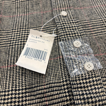 00's Ralph Lauren ラルフローレン デッドストック チェック バンドカラーシャツ POSTBOY ベージュ系 (L) /B1162SH-SO