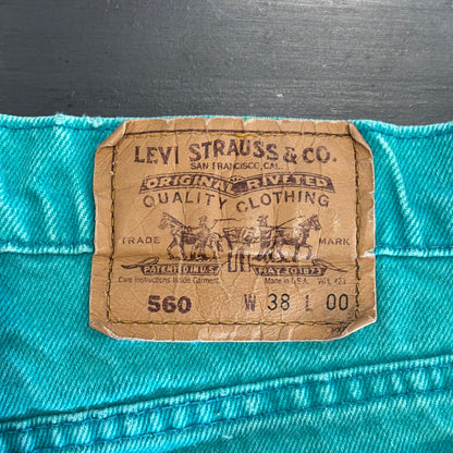 90's Levi's 560 リーバイス USA製 ショーツ ハーフパンツ オレンジタブ 緑 (W38)/B2701P-SO
