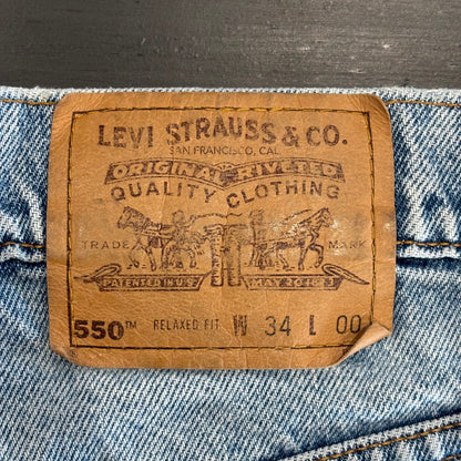 00's Levi's 550 リーバイス ショーツ ハーフパンツ オレンジタブ 薄青 (W34)/B2287P-SO