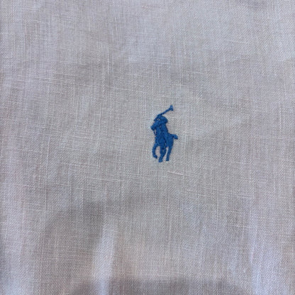 00's Ralph Lauren 半袖 ボタンダウンリネンシャツ ピンク XL/A4400SH-SO