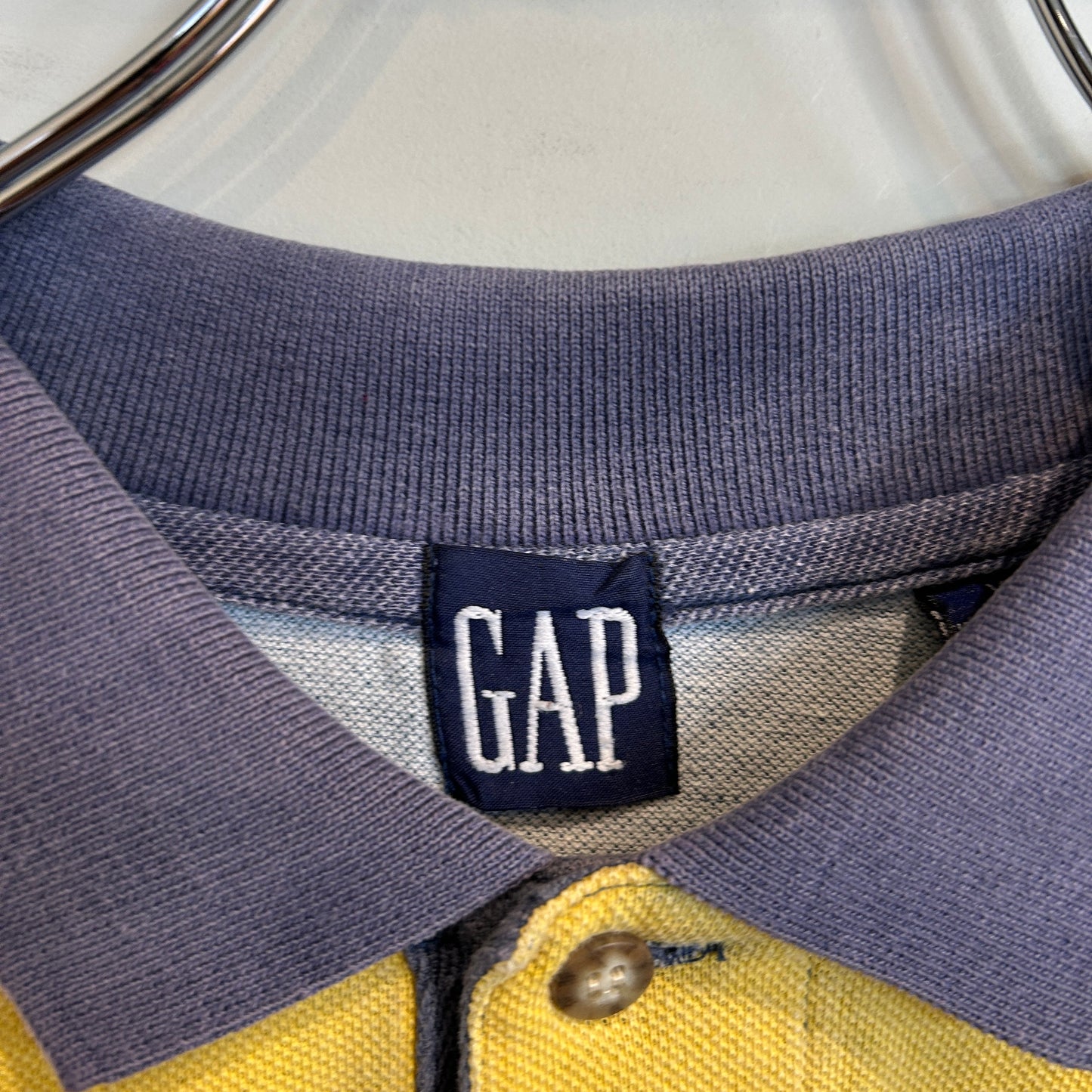 00's GAP ボーダー ポロシャツ 青黄 (XL)/A3176S-SO