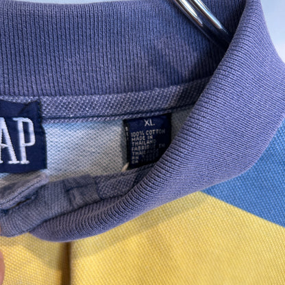 00's GAP ボーダー ポロシャツ 青黄 (XL)/A3176S-SO
